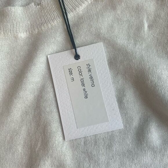 27 Miles Sweater Size L Cotton/Cashmere Laser White Distressed Asymmetrical NWT - Picture 8 of 8